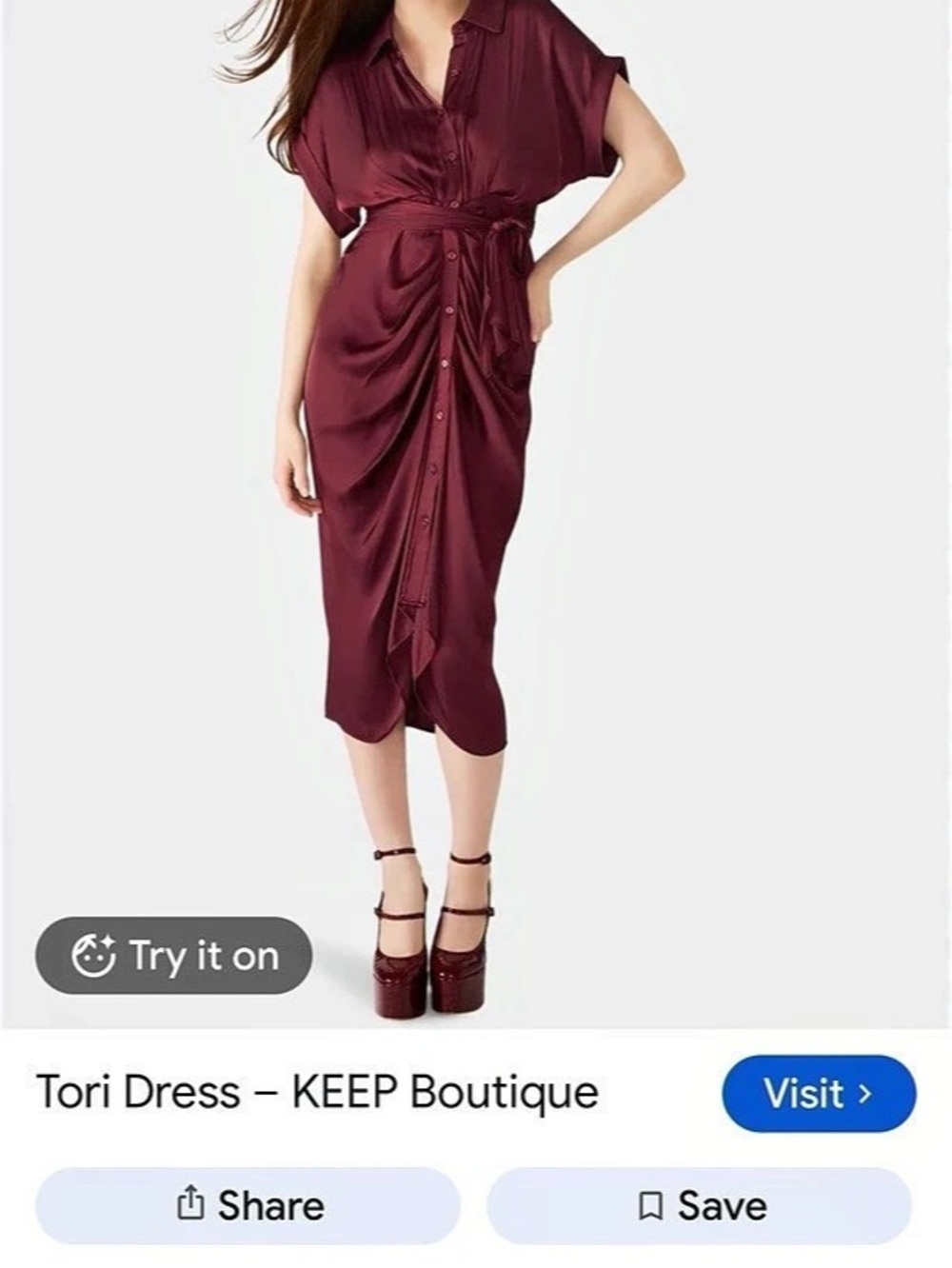 Steve Madden Tori Midi Shirtdress Burgundy Size 4